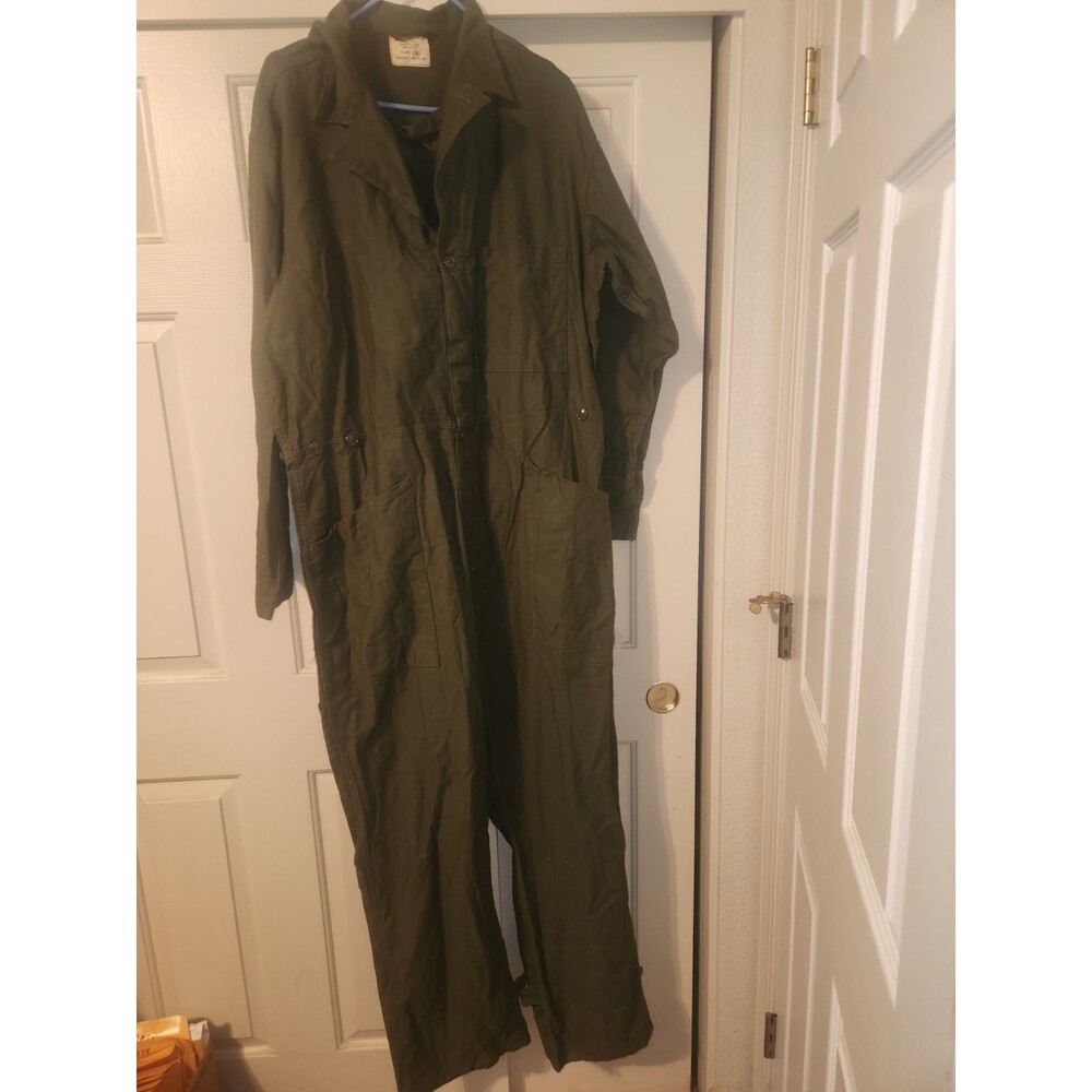 VINTAGE US Military Coveralls-Green Cotton Sateen - Vanderbilt Shirt Co. Size L